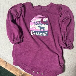 Carhartt Girls' Plum Graphic Long-Sleeve Ruffle Bodysuit